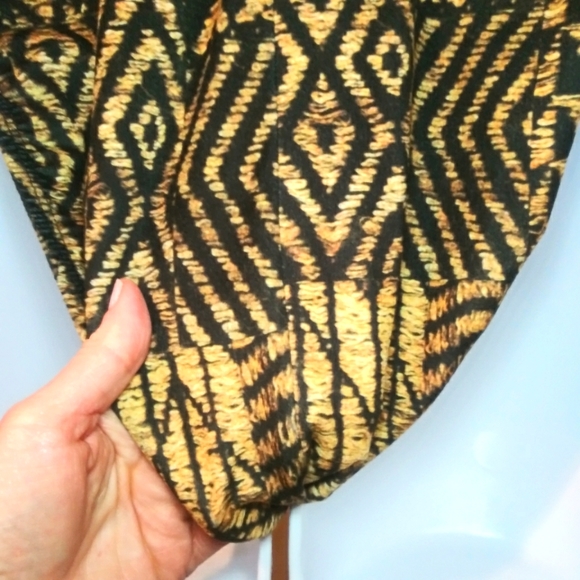 Vintage 1990's/Y2K Tribal Print Baja Blue Tan/Black High-Cut One Piece Swimsuit - Picture 6 of 12